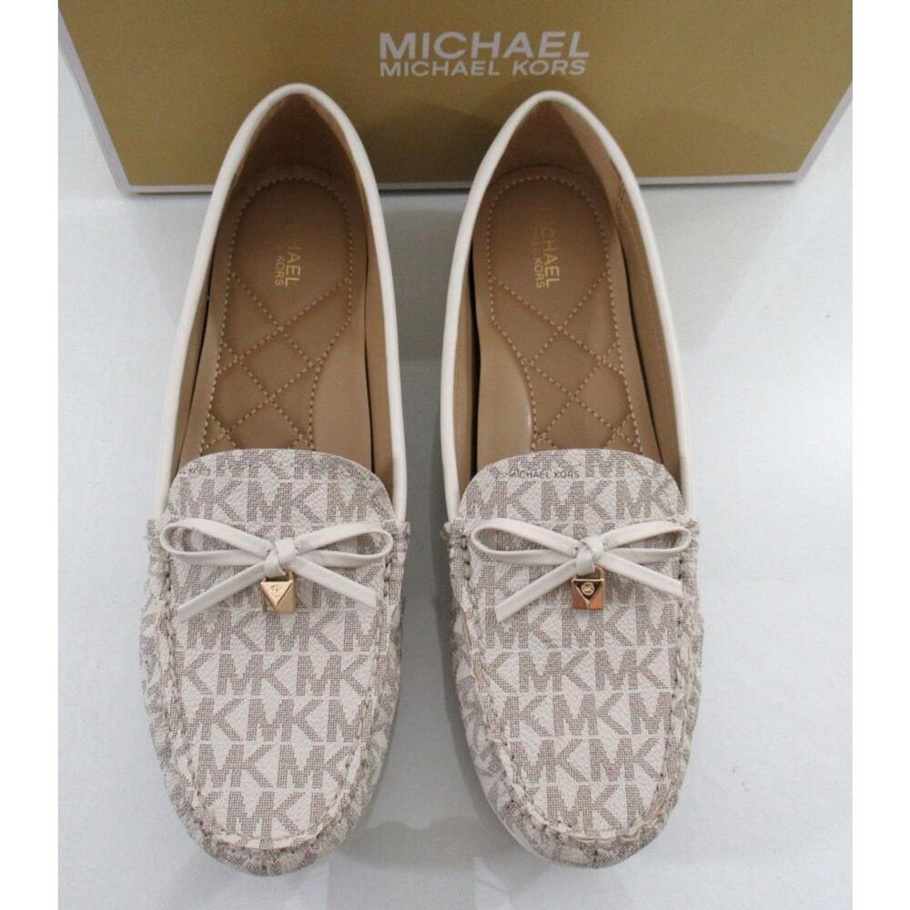 Michael Kors Juliette Moccasin Driver Flat Shoes MK Signature Vanilla Size 7.5 - Picture 4 of 7